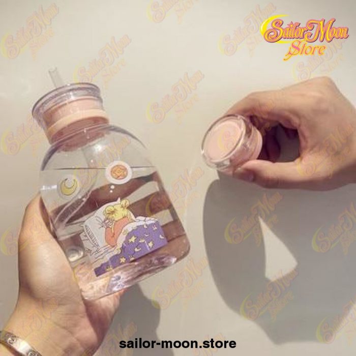 Cute Sailor Moon Transparent Plastic Water Bottle 500Ml / Clear With Lid 4