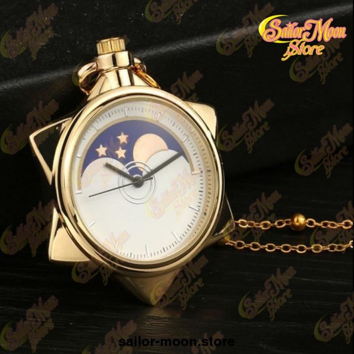 Sailor Moon 20Th Anniversary Crystal Star Pocket Gold Watch Necklace