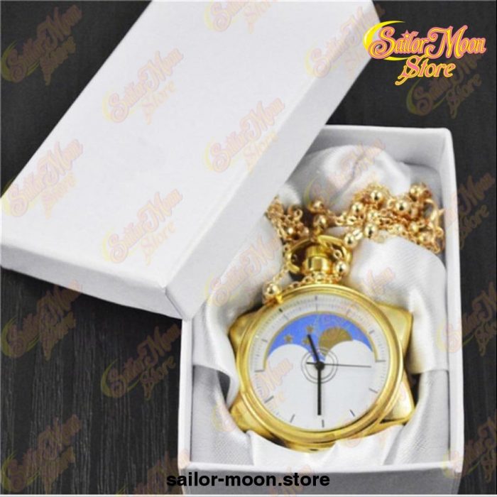 Sailor Moon 20Th Anniversary Crystal Star Pocket Gold Watch Necklace