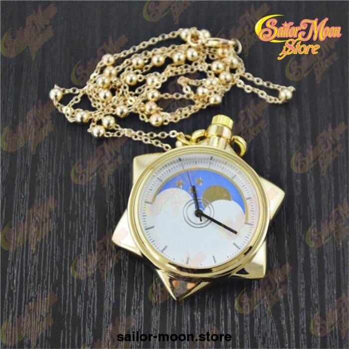 Sailor Moon 20Th Anniversary Crystal Star Pocket Gold Watch Necklace