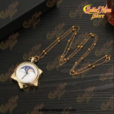 Sailor Moon 20Th Anniversary Crystal Star Pocket Gold Watch Necklace