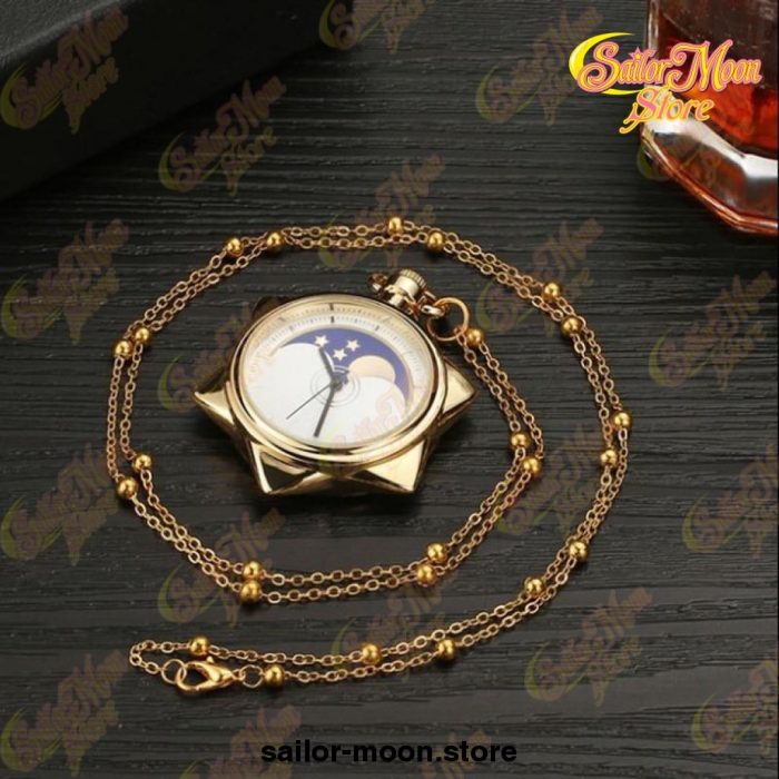 Sailor Moon 20Th Anniversary Crystal Star Pocket Gold Watch Necklace