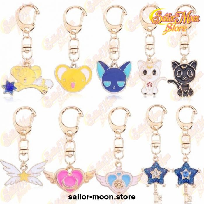 Sailor Moon Cat Mouse Star Wand Heart Angel Wings Pendants Keychains