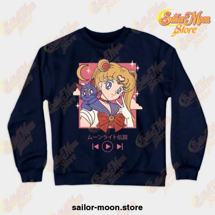 Sailor Moon Song Crewneck Sweatshirt Navy Blue / S