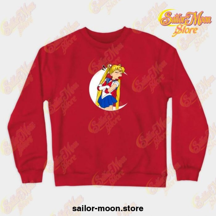 Usagi Tongue Out - White Moon Crewneck Sweatshirt Red / S