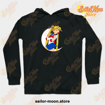 Usagi Tongue Out - White Moon Hoodie Black / S