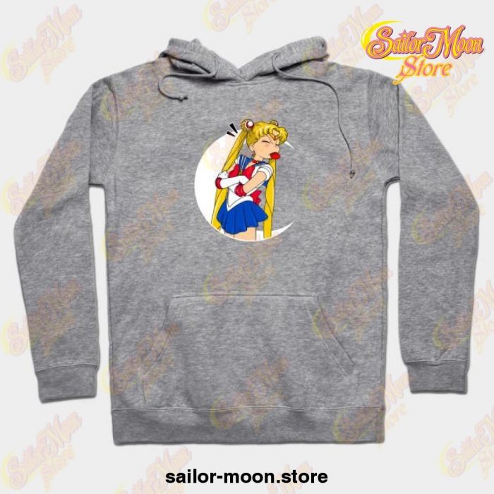 Usagi Tongue Out - White Moon Hoodie Gray / S