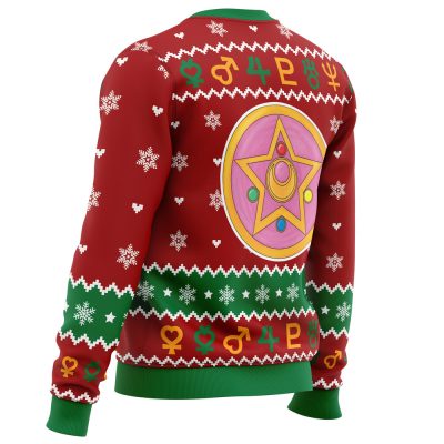 Christmas Sailor Guardians Sailor Moon men sweatshirt SIDE BACK mockup - Sailor Moon Store