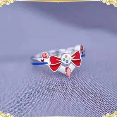 Anime Sailor Tsukino Usagi Moon Red Bow Transformer Ring Women Girls Ring Costume Cosplay Accessories Metal 4 - Sailor Moon Store