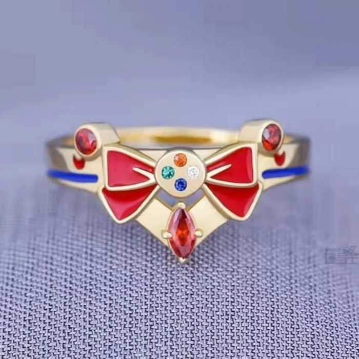 Anime Sailor Tsukino Usagi Moon Red Bow Transformer Ring Women Girls Ring Costume Cosplay Accessories Metal - Sailor Moon Store