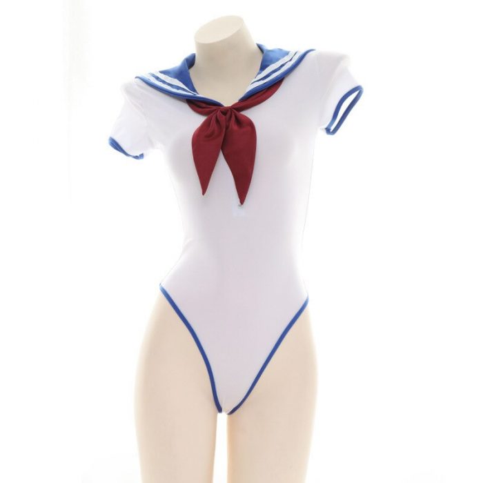 Cute Sailor Moon Cosplay Bodysuit Bow knot Sailor Suit Women Sexy Bodycon Romper Bodysuits Anime School 1 - Sailor Moon Store