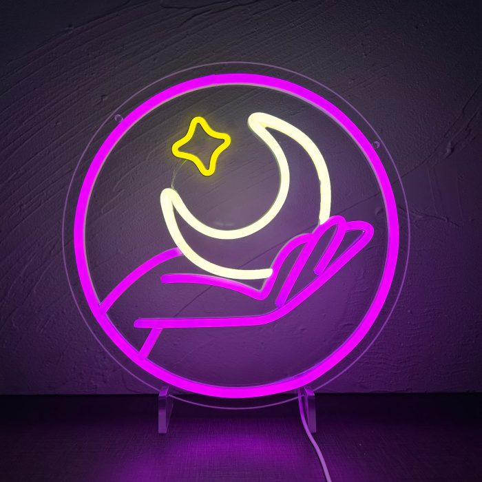 Sailor Star Moon Neon Sign Holding the Moon Wall Decor Anime LED Neon Signs USB Powered 2 - Sailor Moon Store