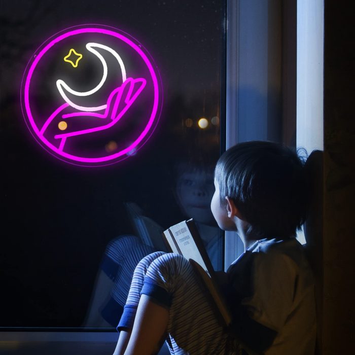 Sailor Star Moon Neon Sign Holding the Moon Wall Decor Anime LED Neon Signs USB Powered 5 - Sailor Moon Store