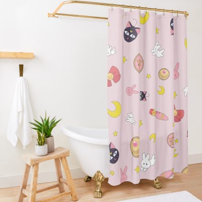 Sailor Moon Pink Kawaii Shower Curtain Official Cow Anime Merch