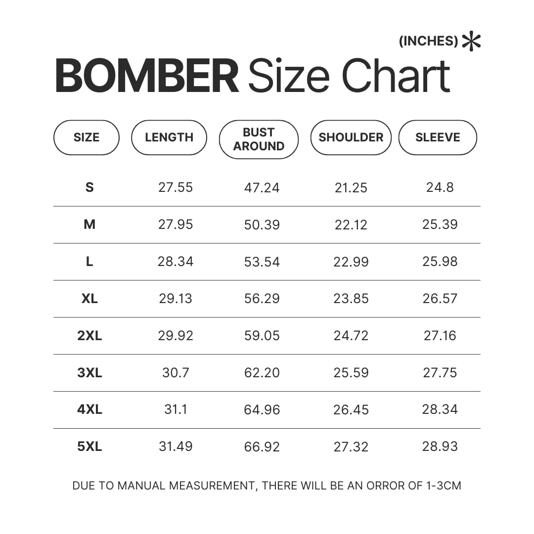 Bomber Size Chart - Sailor Moon Store