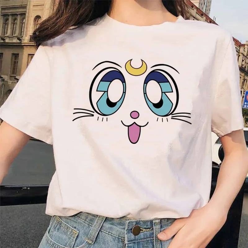 Harajuku Summer Tops Kawaii T shirt Sailor Moon Funny Cartoon Graphic Printing Women T Shirts Fashion 11 - Sailor Moon Store