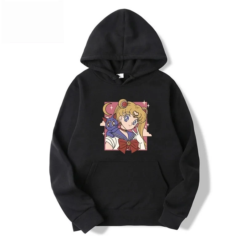 Women s Anime S Sailors Moons Printed Hoodie Unisex Sweatshirt Casual Thermal Fleece Long Sleeve Pullover 1 - Sailor Moon Store