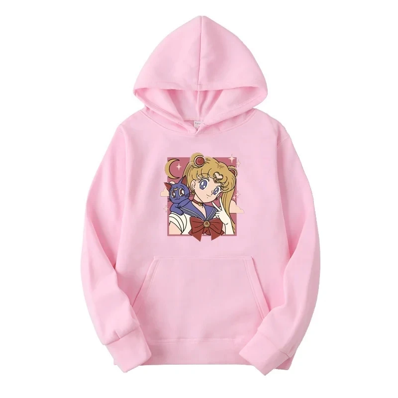 Women s Anime S Sailors Moons Printed Hoodie Unisex Sweatshirt Casual Thermal Fleece Long Sleeve Pullover - Sailor Moon Store