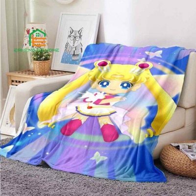 Cartoon Sailor Moon Soft Throw Blanket Bedding Flannel